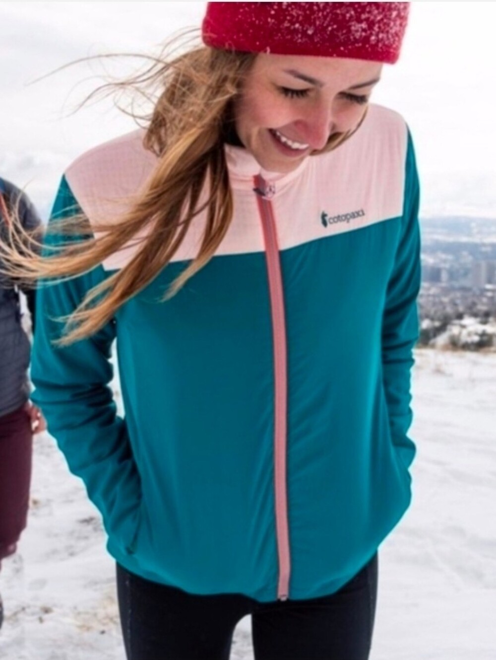 Cotopaxi Teal and Light Pink Womens Ski Jacket